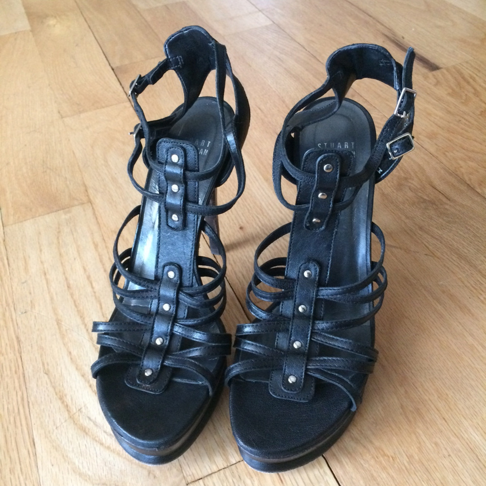 Stuart Weitzman Studded Black Platform Sandals - image 1